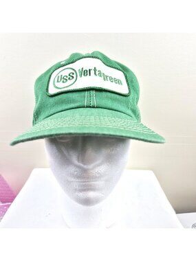 Vintage U.S.S. Vertagreen Green Snapback Hat With Embroidered Patch Adjustable